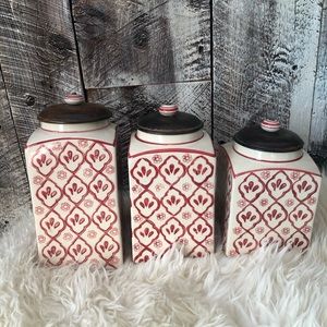Sundance catalog set of 3 ceramic canisters